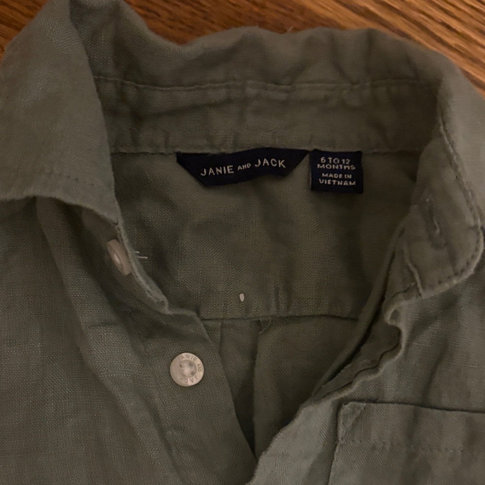 Janie and Jack Baby Boy Olive Shirt